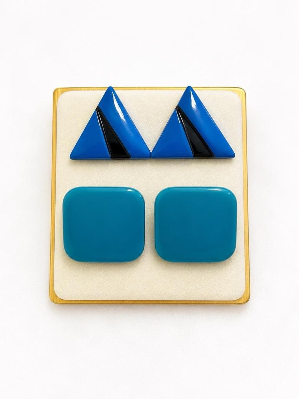 Vintage 80s Geometric Earrings Set of 2